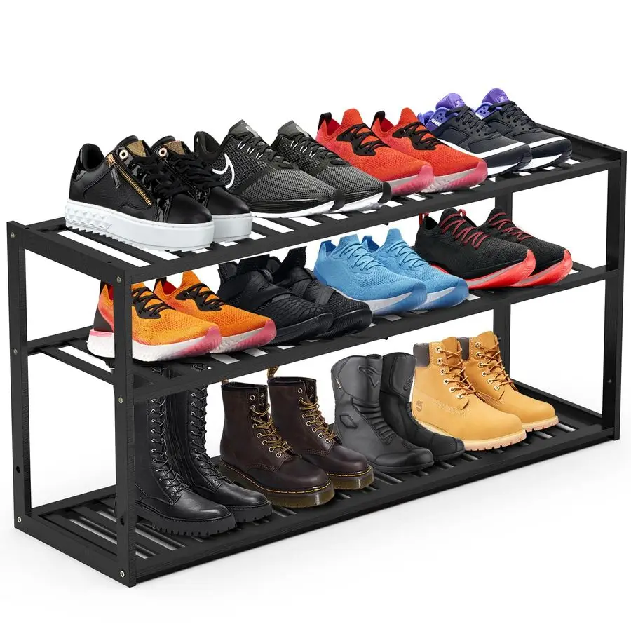 

Shoe Rack for Closet, Stackable 3 Tier Longer Shoe Organizer Shelf Holder Storage 1215 Pairs for Entryway Door Hallway Bedroom G