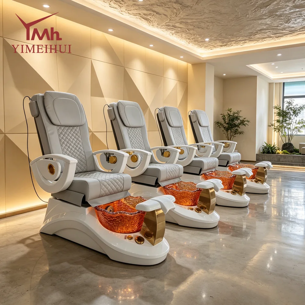 High Back Massage Manicure Pedicure Chair With Plumbing System Luxury Nail Salon Commercial Spa Furniture Equipment