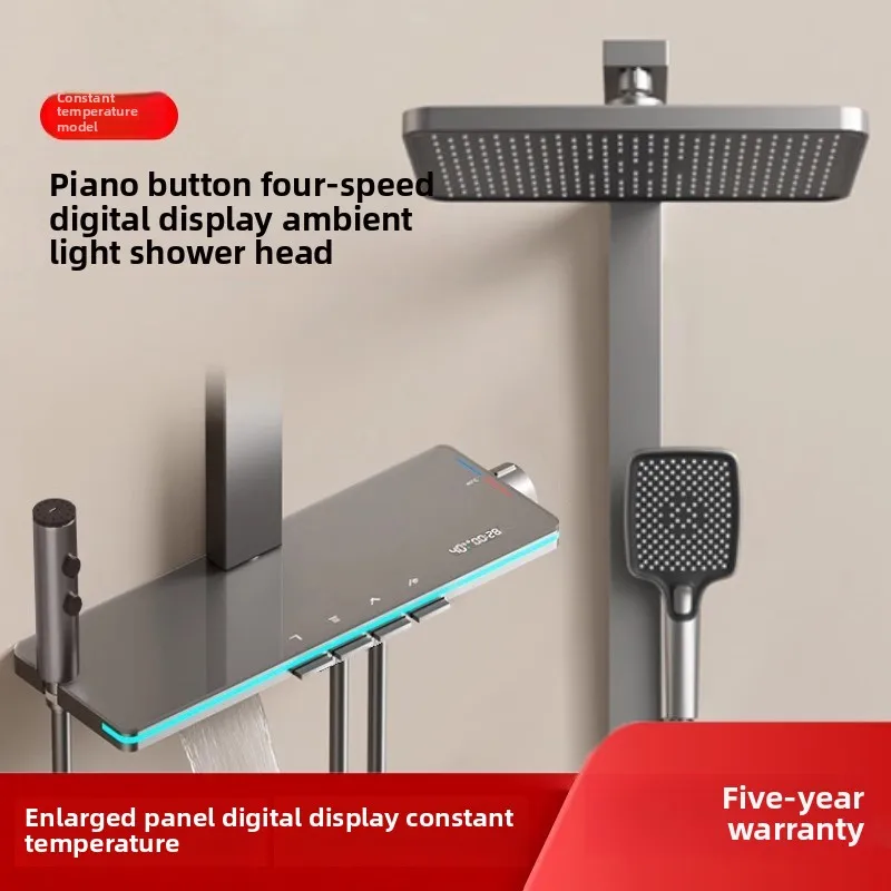 Calentador de baño con pantalla Digital supercargado, cabezal de ducha, rociador superior, grifos de baño completos con función de temperatura constante