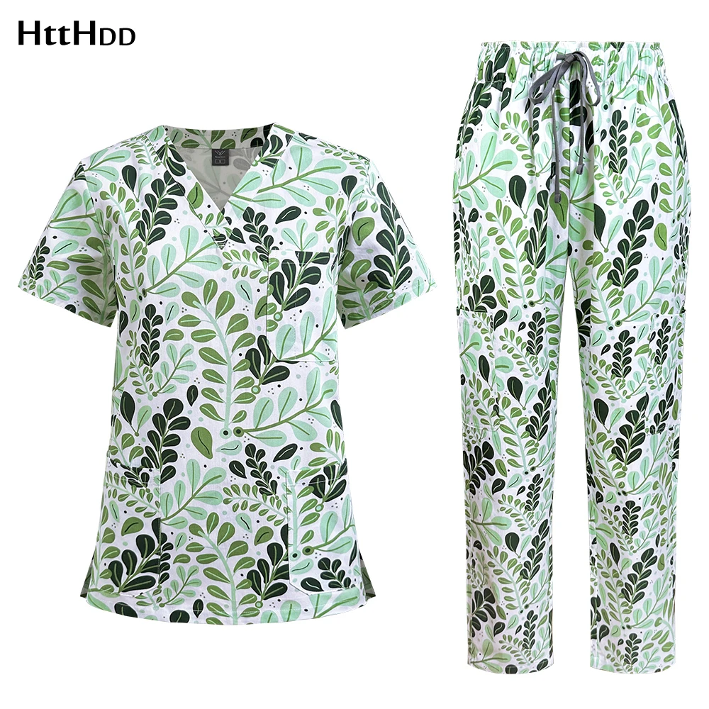 

Хирургическая униформа с принтом, женская униформа для красоты, спа-салона, тематическая одежда для домашних животных, клиническая униформа с принтом, новая хлопковая рабочая одежда