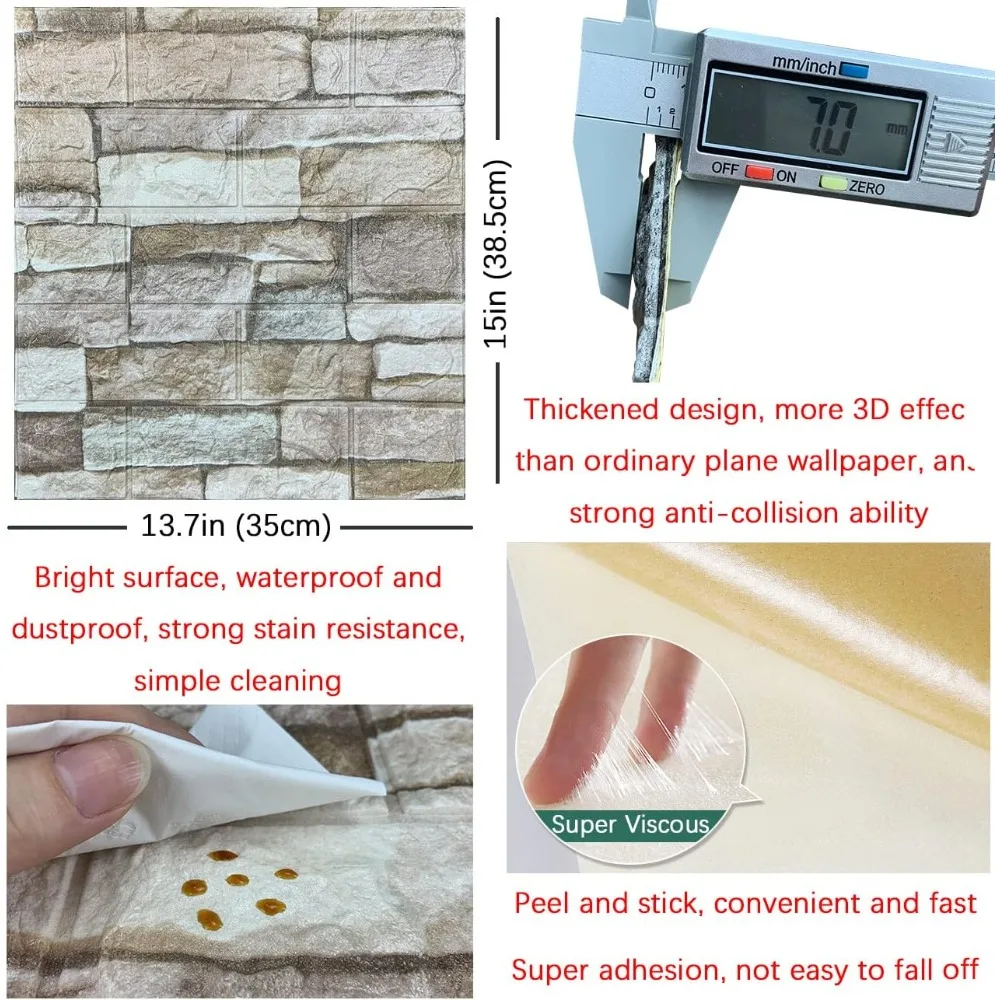 3D-стенные панели, пилинг и наклейка из пенопласта, 3D-шпалери из кирпича, самоклеящиеся обои из искусственного камня (20 шт.)