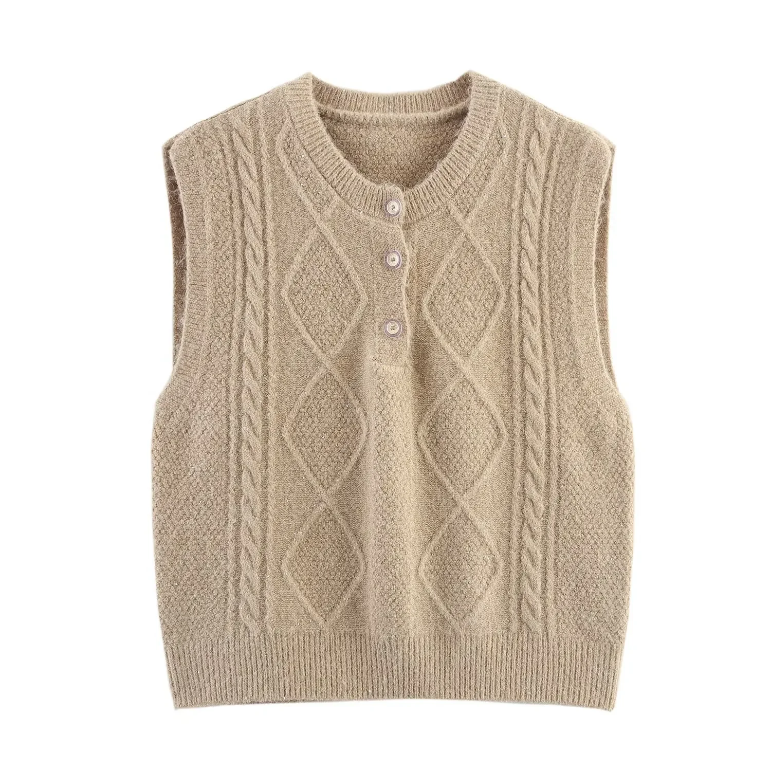 

Women's Sweater Vest Y2K Sleeveless Pattern Preppy Style Knitted Crop Tank Top for Girl Oversized V Neck Knit Sweater Vest