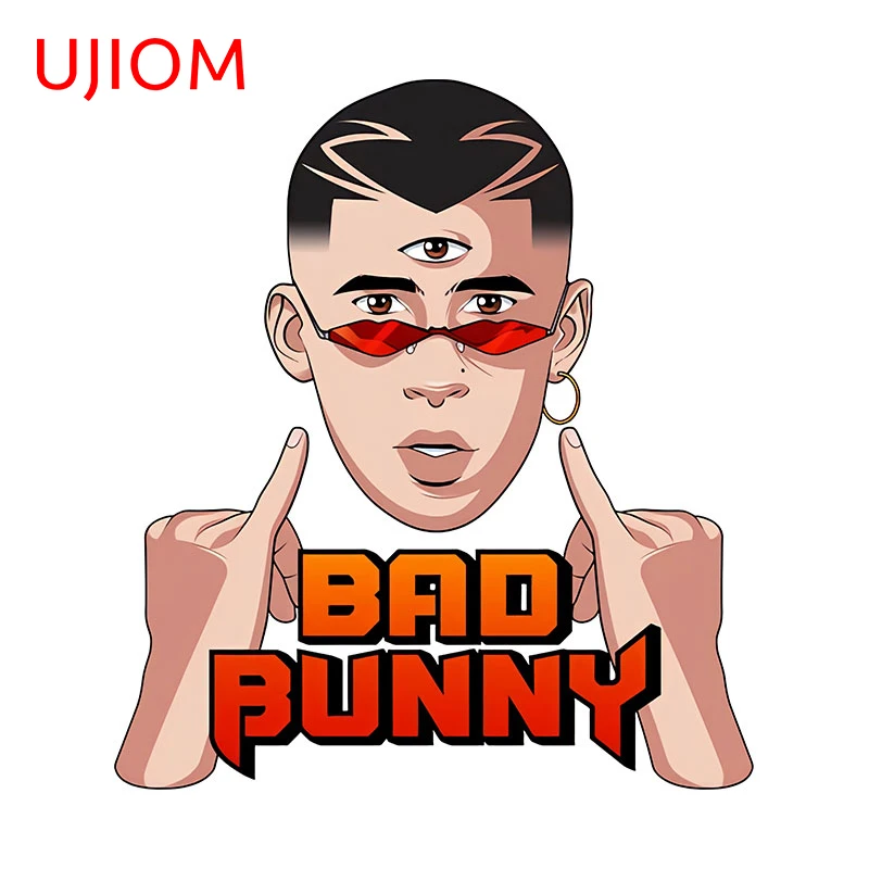 UJIOM 13cm X 11.7cm Cartoon Personality Bad Bunny Eyes Wall Stickers Anime Kids Room Decal Creativite Decoration Chambre