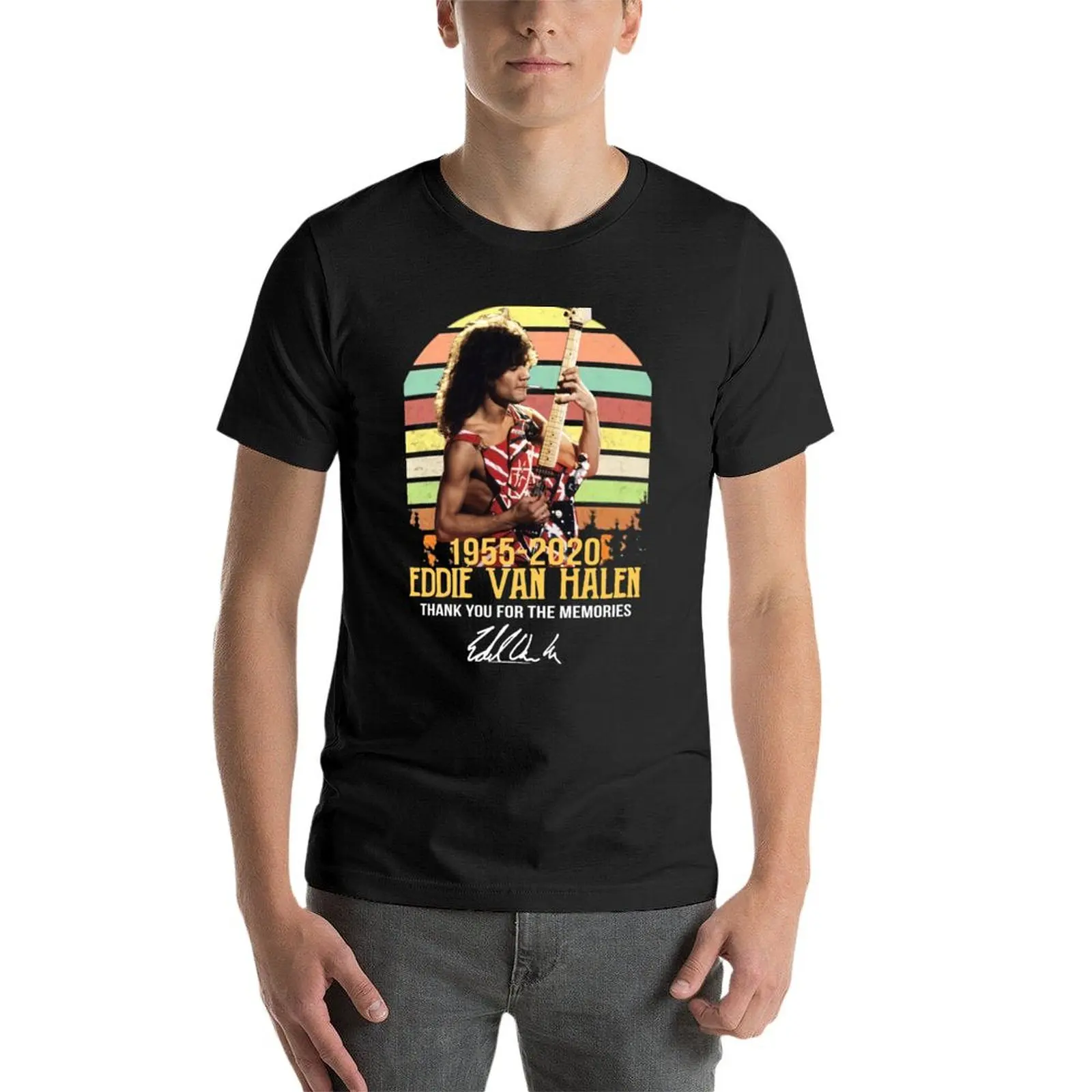 Eddie_Van_Halen 1955-2020 Dziękuję za wspomnienia Signature Vintage T-Shirt anime letnie topy odzież męska