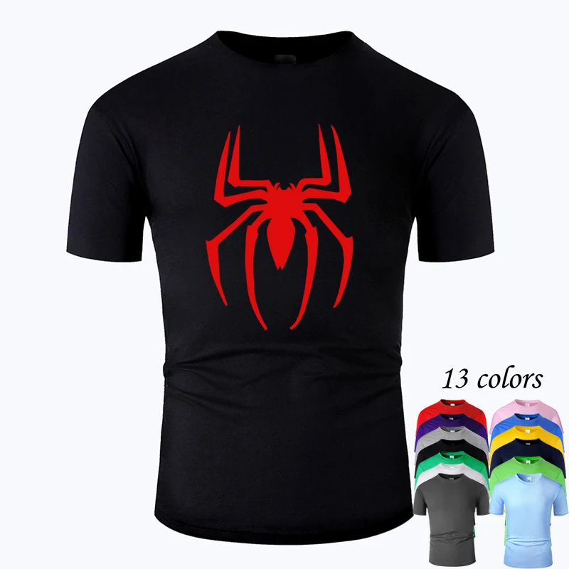 Marvel Cool Spiderman Line Art O Neck Cotton T Shirt Men And Woman Unisex Summer Short Sleeve Designed Casual Tee 13 Color