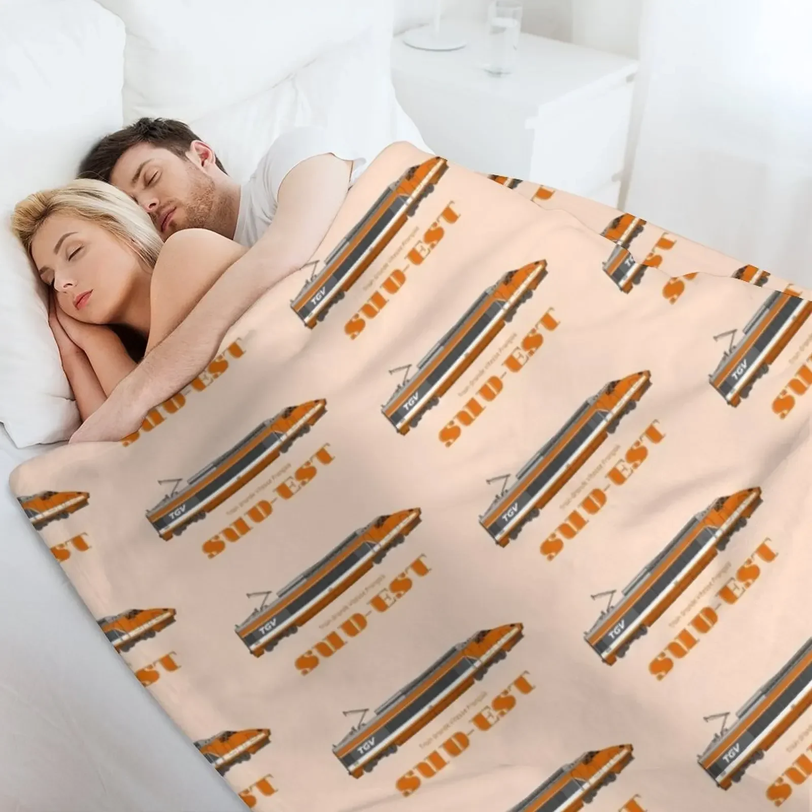 TGV Sud-Est قاطرة عمل فني رمي بطانية مخصصة Beautifuls أغطية السرير بطانيات الأربعاء