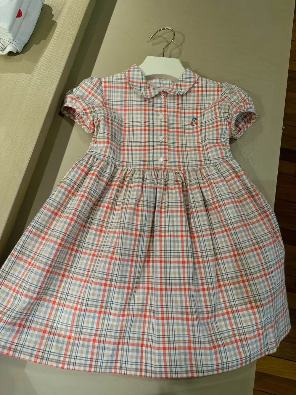 Summer Dress Baby Girl Clothes Sweet Checkered Pattern Girls' Dress Kids Girls Clothes College Style Dress