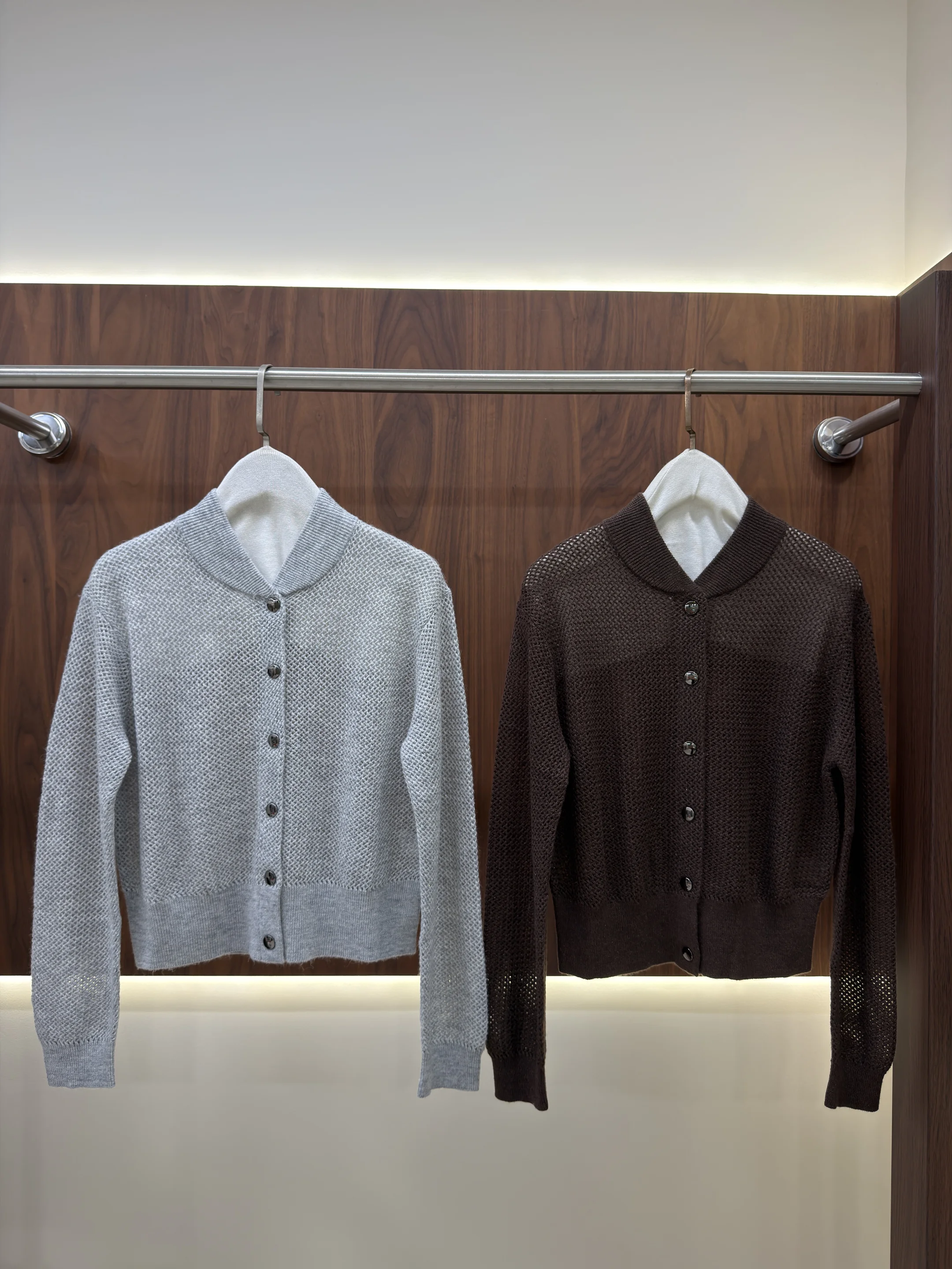 Women's Autumn Wool Cut-Out Knit Cardigan with Mock Neck