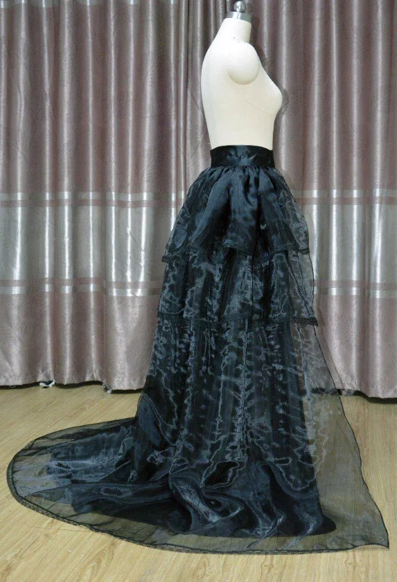 Detachable skirt  Organza Overskirt Bustle Overlay Black ball gown Layered  Formal skirt Wedding custom size