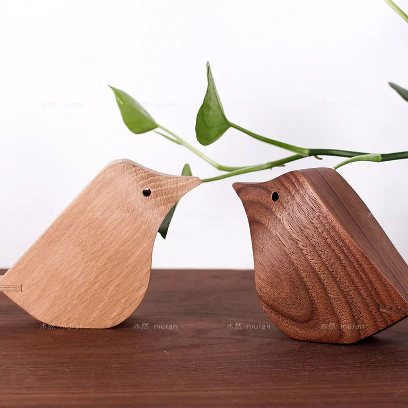 Ins الشمال نمط ديكور المنزل الحلي الخشبية الحرف اليدوية الأوروبية خشب متين الطيور الحلي الإبداعية