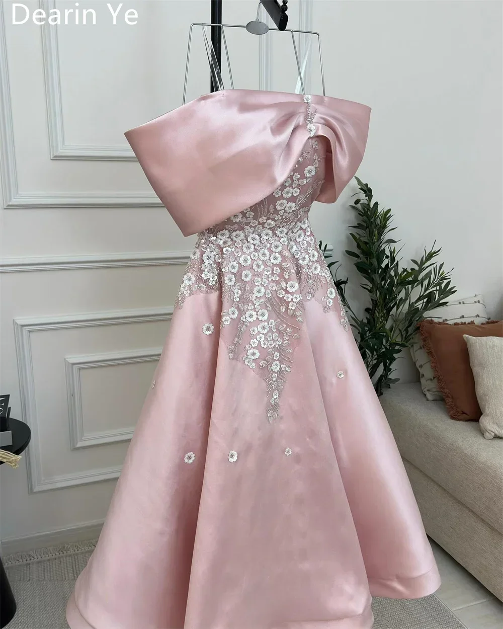 Customized Saudi Arabia Formal Dress Dearin Spaghetti Strap A-line Floor Length Skirts Bows Draped Fold Bespoke Occasion Dresses