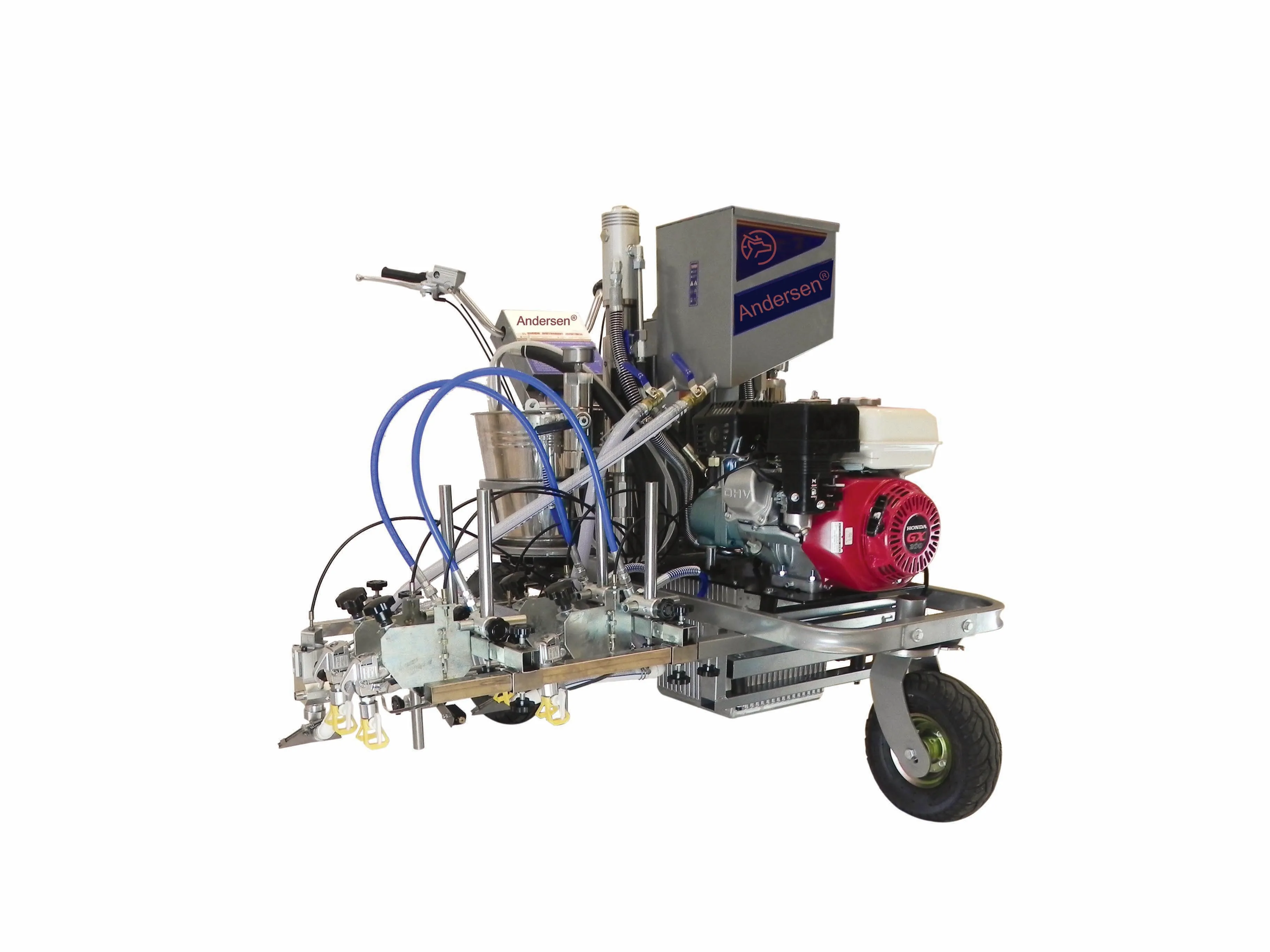 Nueva máquina automática de marcado de carreteras frías con soporte de cuentas sueltas de vidrio con bomba y motor para una línea de pintura eficiente