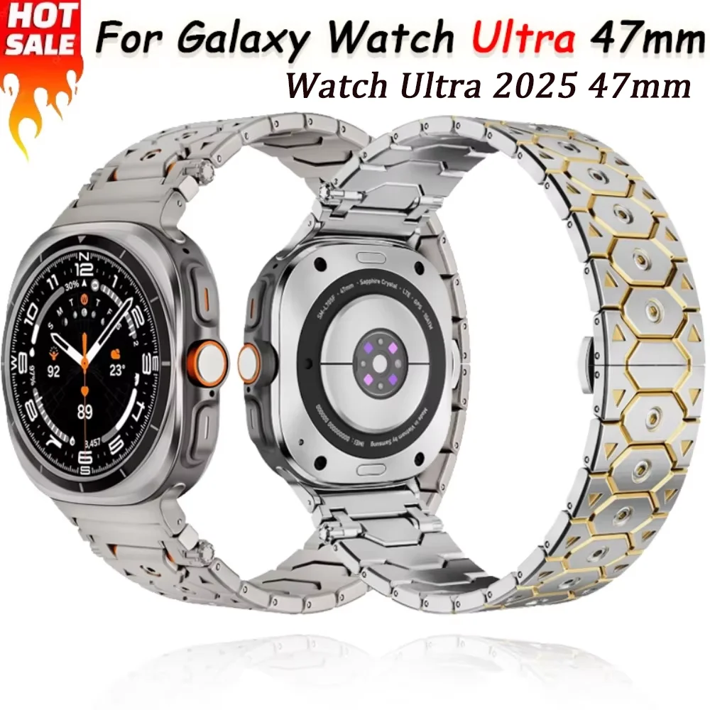 

Ремешок из нержавеющей стали для Samsung Galaxy Watch Ultra 2025 Titan, металлический браслет, браслет Galaxy Watch 7 Ultra, 47 мм, модный ремешок