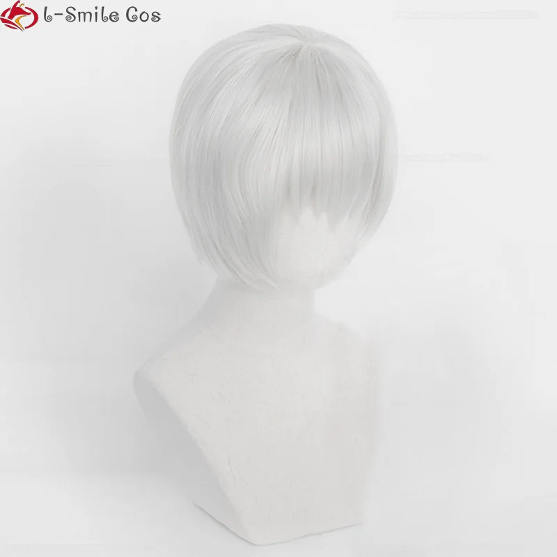 Peruca cosplay sintética resistente ao calor, cabelo curto, prateado, branco, n ° 2, tipo b, 2b, n ° 9, tipo s 9s, alta qualidade