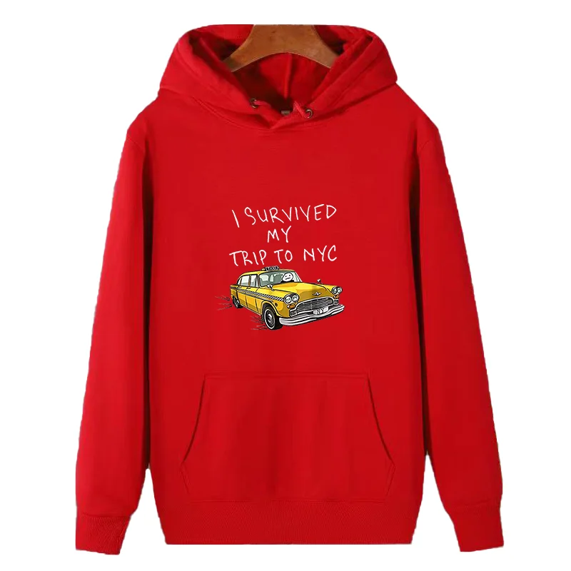 I Survived My Trip To Nyc York Yellow Taxi Graphic Hooded Sweatshirts High Quality Winter Thick Sweater Hoodie Man Sweatshirts