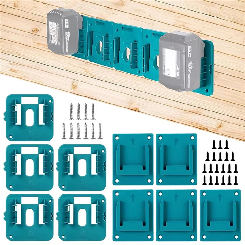 AT02-Battery Holder 10Pcs Formakita Battery Tools Machine Holder Wall Mount Bracket Battery Storage Rack