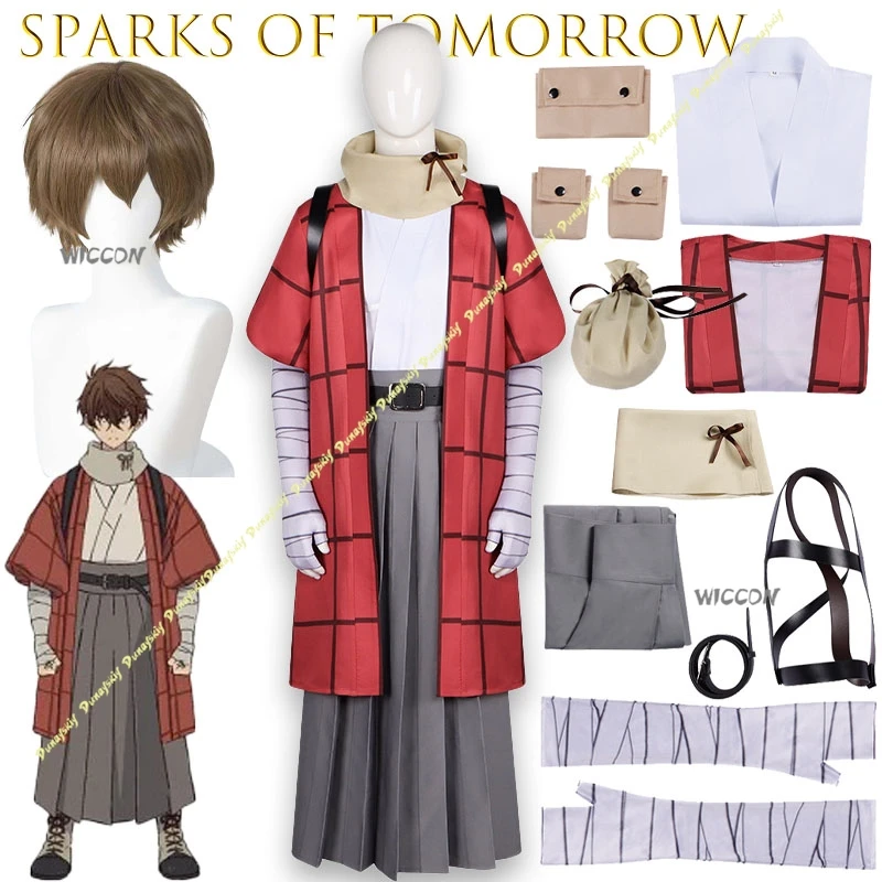 

Костюм для косплея Сакамото Кихачи из аниме «Искры будущего»: кимоно, светящиеся электрические схемы, механические соединения, энергия