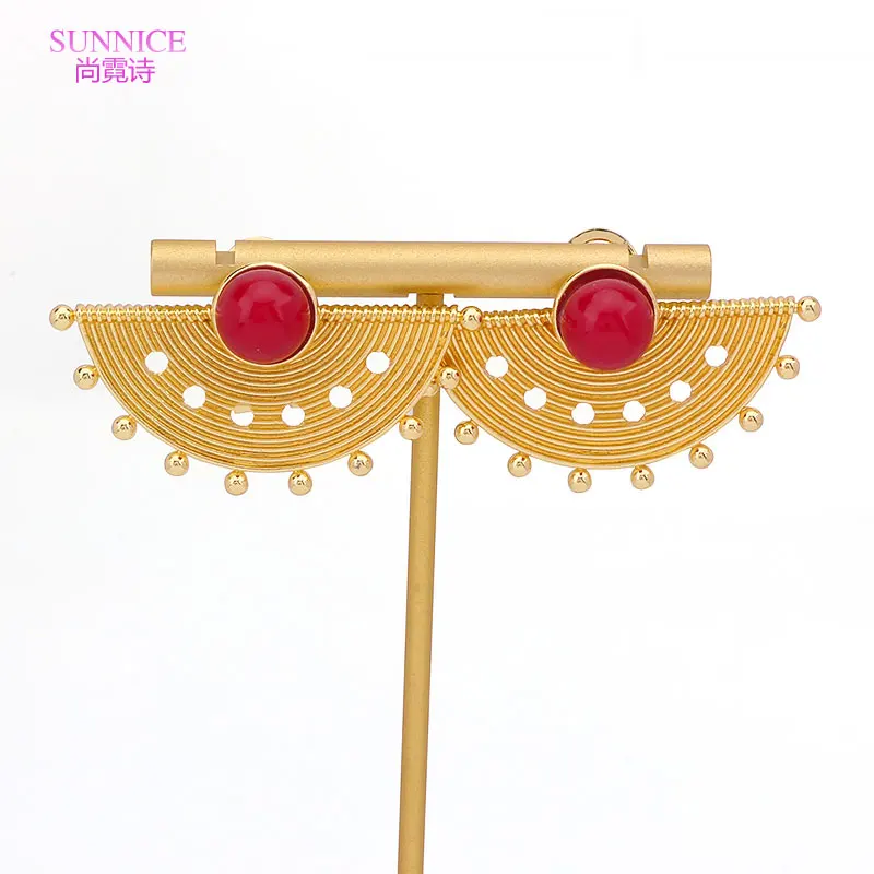 SUNNICE Fashion Pearl Earrings Flowers Clip Earrings For Women African Nigeria Copper Women's Earring Engagement Wedding Gift