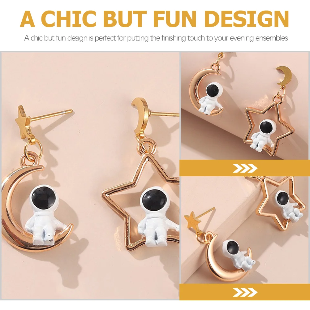 

1 Pair Ear Decoration Earrings Drop Dangle Hollow Moon Star Design Lightweight Women Trendy Jewelry Gift For Her