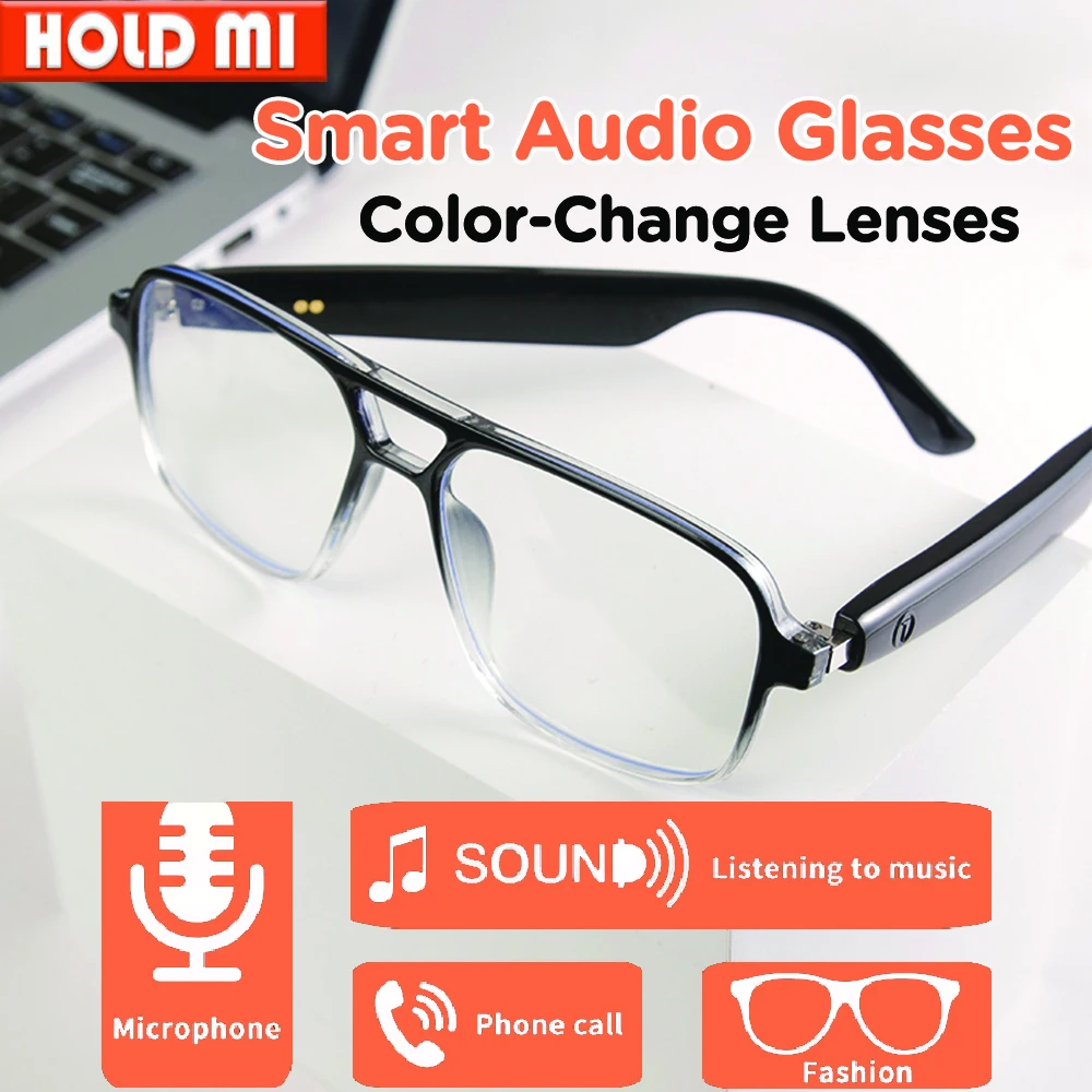 

Smart Audio Glasses Color-Change Lenses Wireless Bluetooth GS10 Glasses Anti-blue Light Ai Voice Assistant Camera Music Control