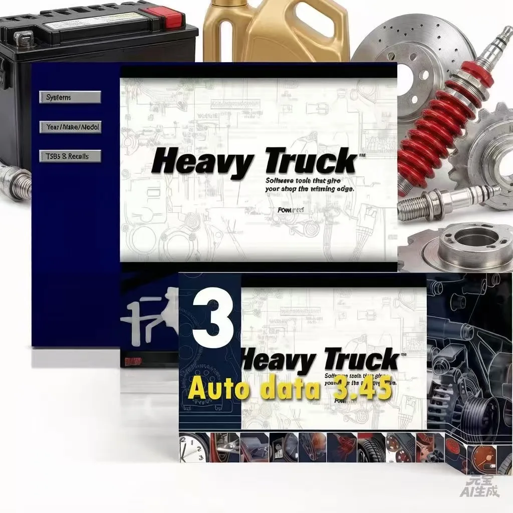 HOT Auto Data 3.45 Auto Repair Software +Mit-chell Heavy Truck Diagnostic Software 2005 Auto Diagnosis Data DiagnosticTruck 2in1