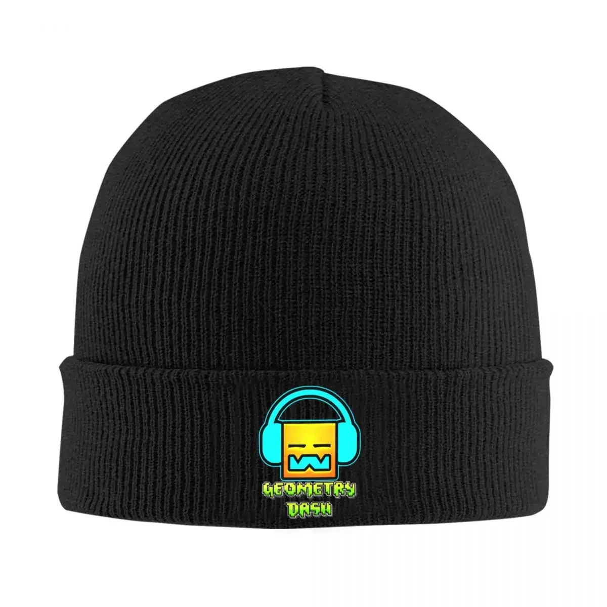 Music Geometry Dash Game Knitted Hat Women's Men's Beanies Autumn Winter Hat Geometric Dash Casual Caps