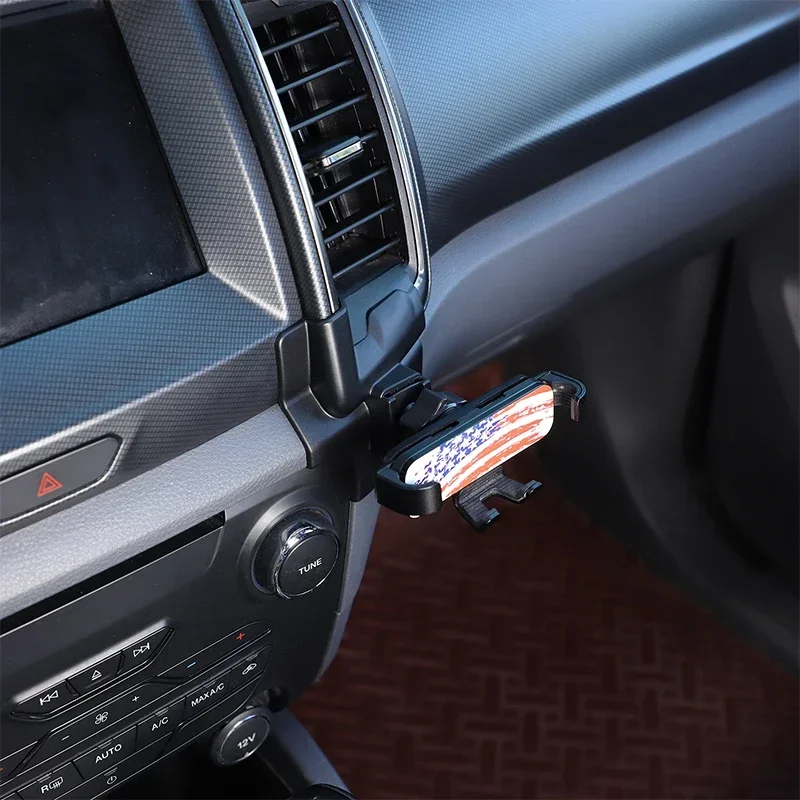 

For Ford Ranger Wiltrak 2015-2021 ABS black car center console navigation screen below mobile phone holder car accessories