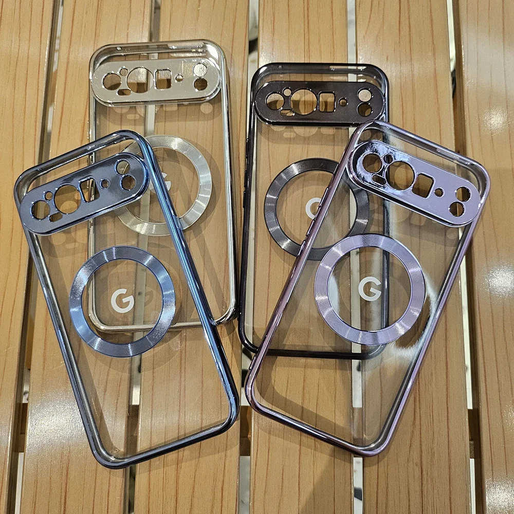 Klare, galvanisierte, kompatible magnetische kabellose Lade-Handyhülle für Google Pixel 11 10 9 A Pro XL, stoßfeste Schutzhülle – Detail 7