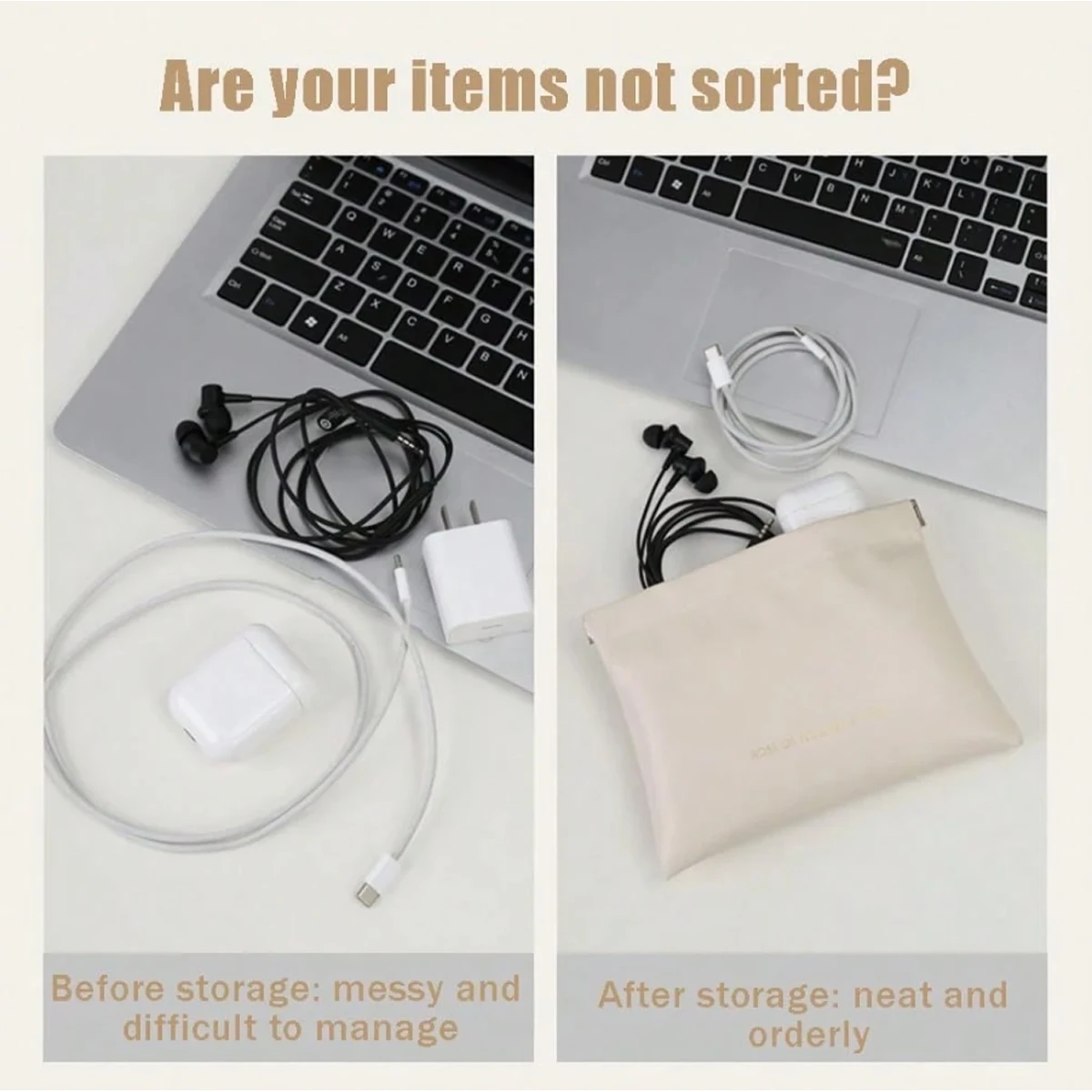 Black/White Shrapnel Storage Bag With Automatic Closure Wired Headphone Storage Bag Pu Coin Purse Mini Portable Makeup Bag