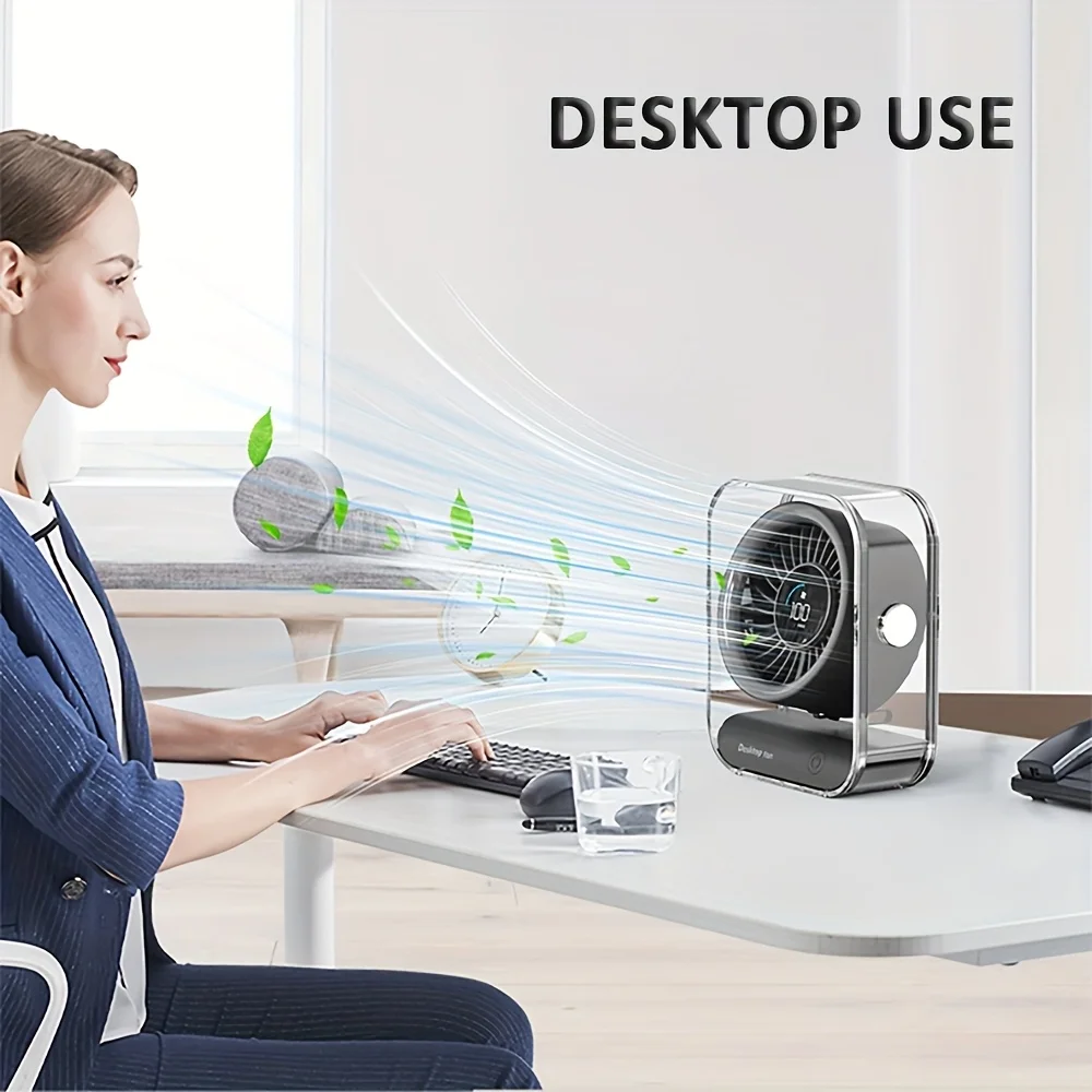 مروحة سطح مكتب جديدة تعمل بمنفذ USB في شاشة LED رقمية يمكن أن تدور لأعلى ولأسفل بمقدار 30 عامًا ° للاستخدام في المكتب وغرفة النوم المكتبية #3