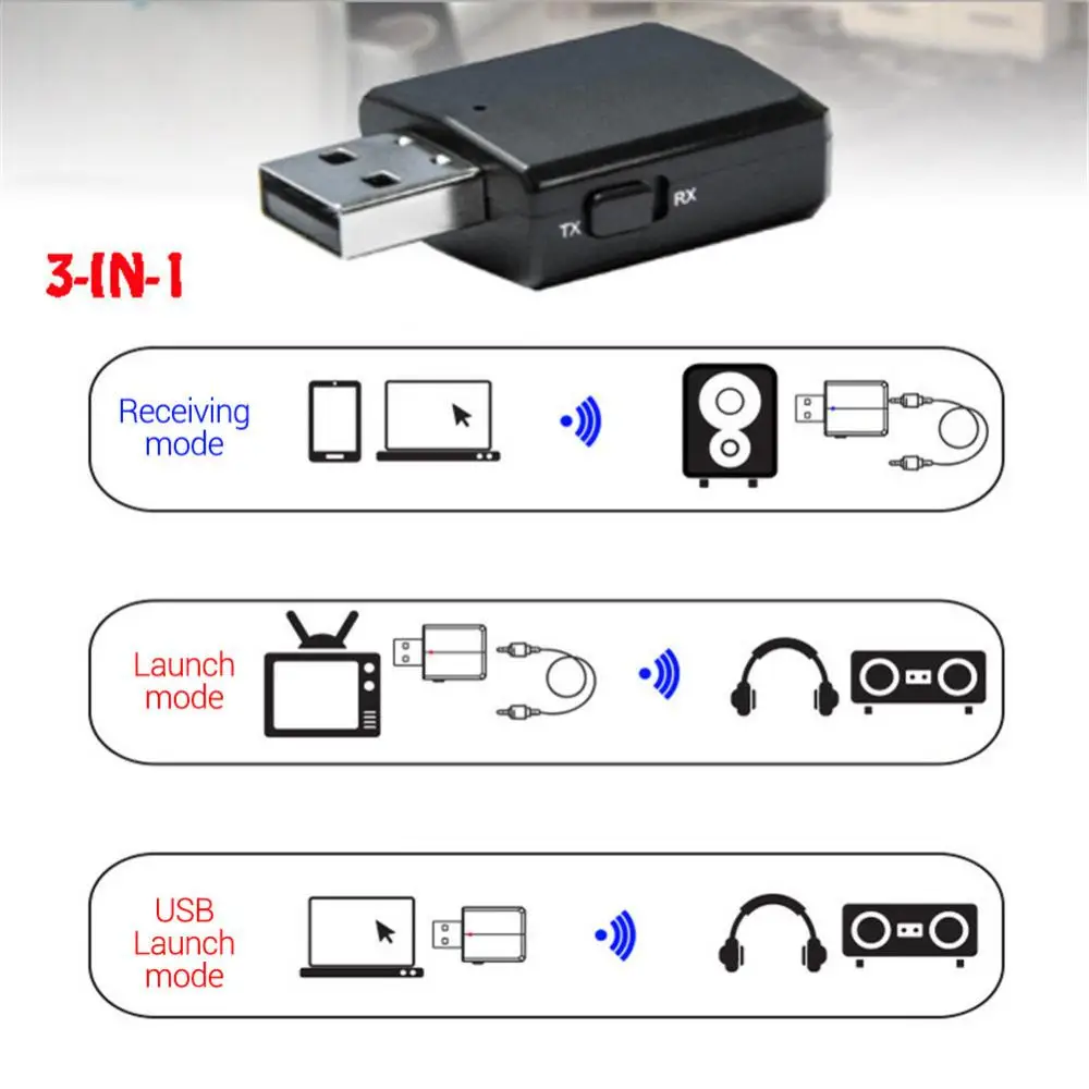 Tv Computer Adapter New Multifunctional Portable V5.0 For Wireless Speaker Audio Mouse Adapter 3 In 1 Usb Adapter