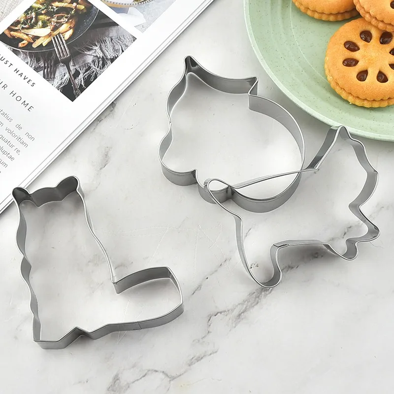 5Pcs/set Cat Shaped Cookie Cutter Set Sandwiches Fruits Biscuit Cake Mold DIY Cute Biscuit Baking Mold Tool Molde De Galletas