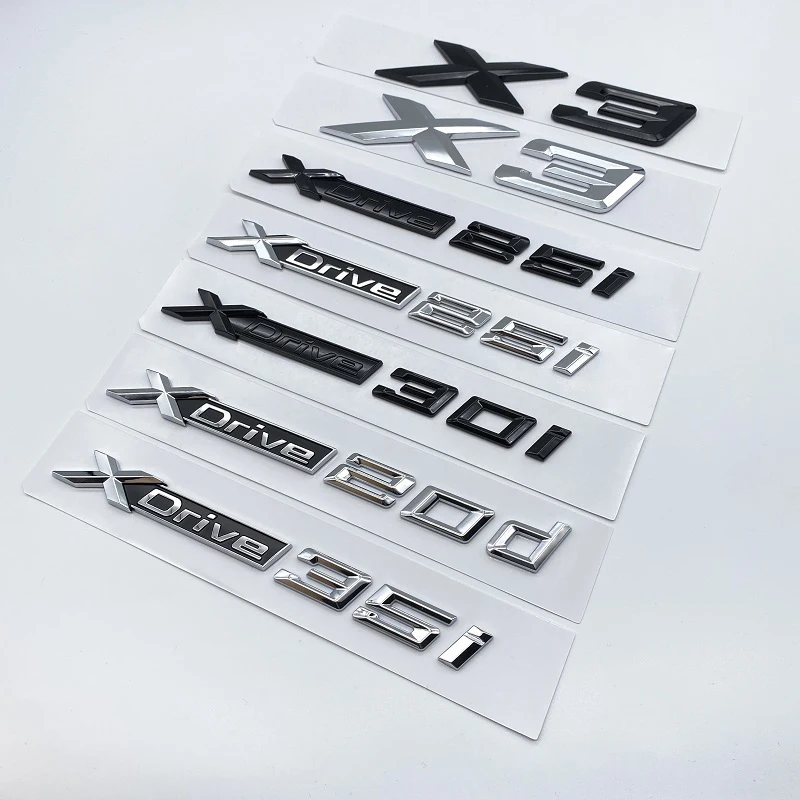 New Chrome Black Fender Letters SDrive20i XDrive20i XDrive28i XDrive30i XDrive20d Emblems for BMW X3 Car Trunk Logo Sticker