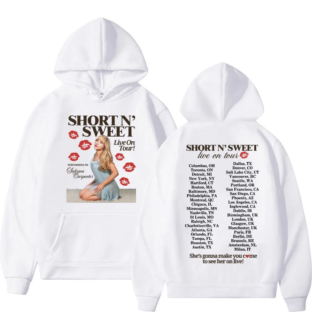 Sabrina Carpenter Short N' Sweet Tour Hoodie Men Women Rock Hip Hop Retro Hooded Sweatshirts Casual Fashion Oversized Pullovers