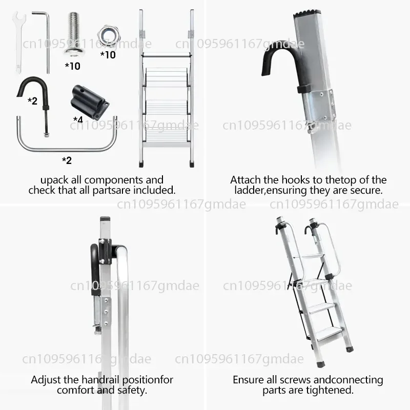 Household small ladder bunk up and down Foldable small ladder Indoor multi-function 4 steps