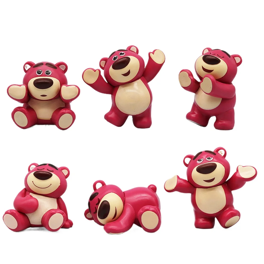 

[Funny] 6pcs/lot DisneyToy Story3 Lotso Strawberry Bear Action figure toys statue collection model home decoration kids gift