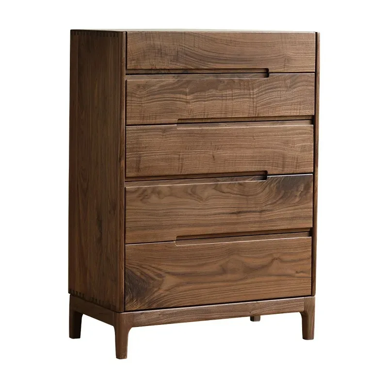 

Black walnut chest of drawers Nordic all-solid wood chest of drawers Modern simple living room Bedroom storage Small apartment