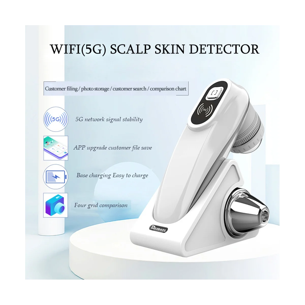 MEIBOYI Professional Wireless Intelligent Hair Scalp Skin Detector Hair Follicle Testing Analysis Magnifier UV Skin Analyzer