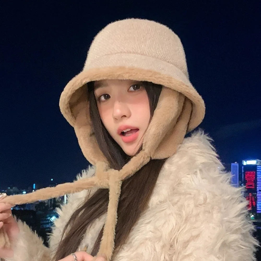 الموضة بلون الشتاء قبعة تدفئة حماية الأذن صوف مبطن المرأة قبعة الجولف نسيج القطن الفراء قبعة الشتاء الملحقات