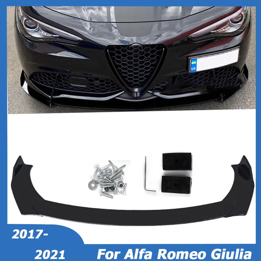 

For Alfa Romeo Giulia 2017-2021 Front Bumper Lip Spoiler Side Splitter Chin Body Kit Deflector Cover Car Tuning Accessories