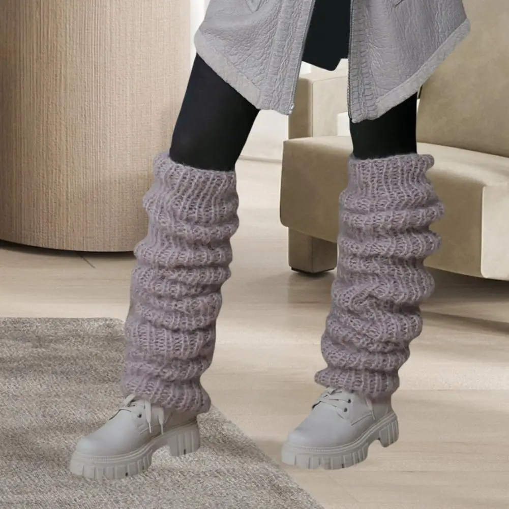 Women Thermal Socks Cozy Thick Knitted Winter Calf Socks with Anti-slip Warm Pile Leg Warmers Boot Covers for Jk for Weather