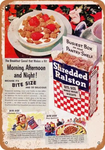 Metal Sign - 1947 Shredded Ralston Cereal - Vintage Look Reproduction