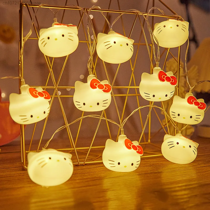 Sanrio Hello Kitty Light Strings Indoor Y2k Girls Room Decoration Cartoon Atmosphere Small Night Lights Party Accessories Lamp