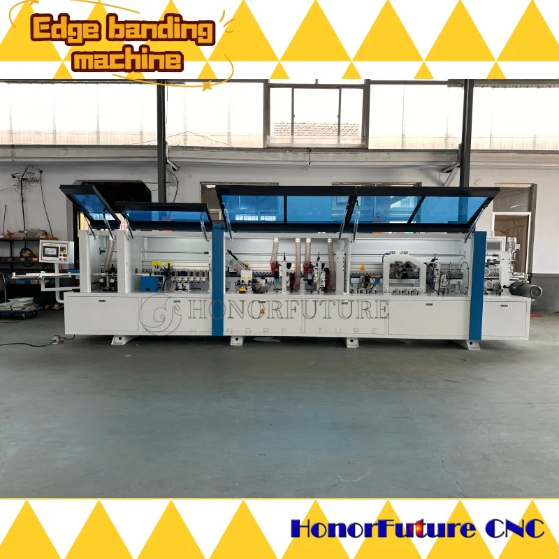 HF450P Fully Automatic High Efficiency Edge Banding Machine High Speed Straight Line Trimming Edge Banding Machine