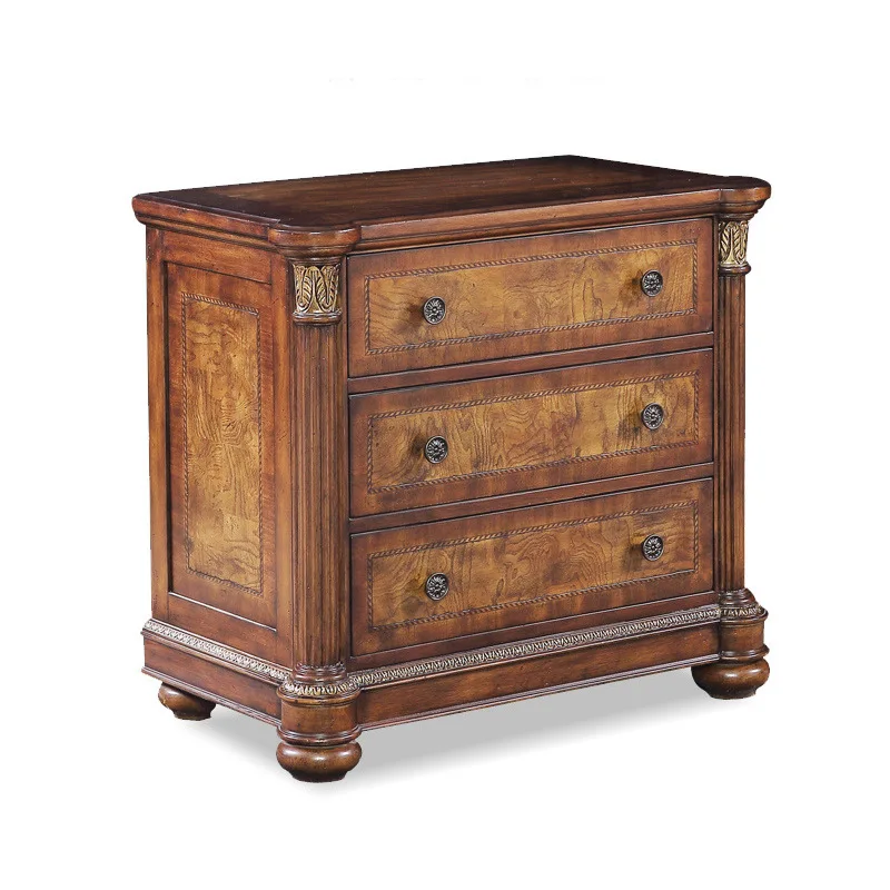 Italian bedside table Solid wood storage European bedside storage cabinet