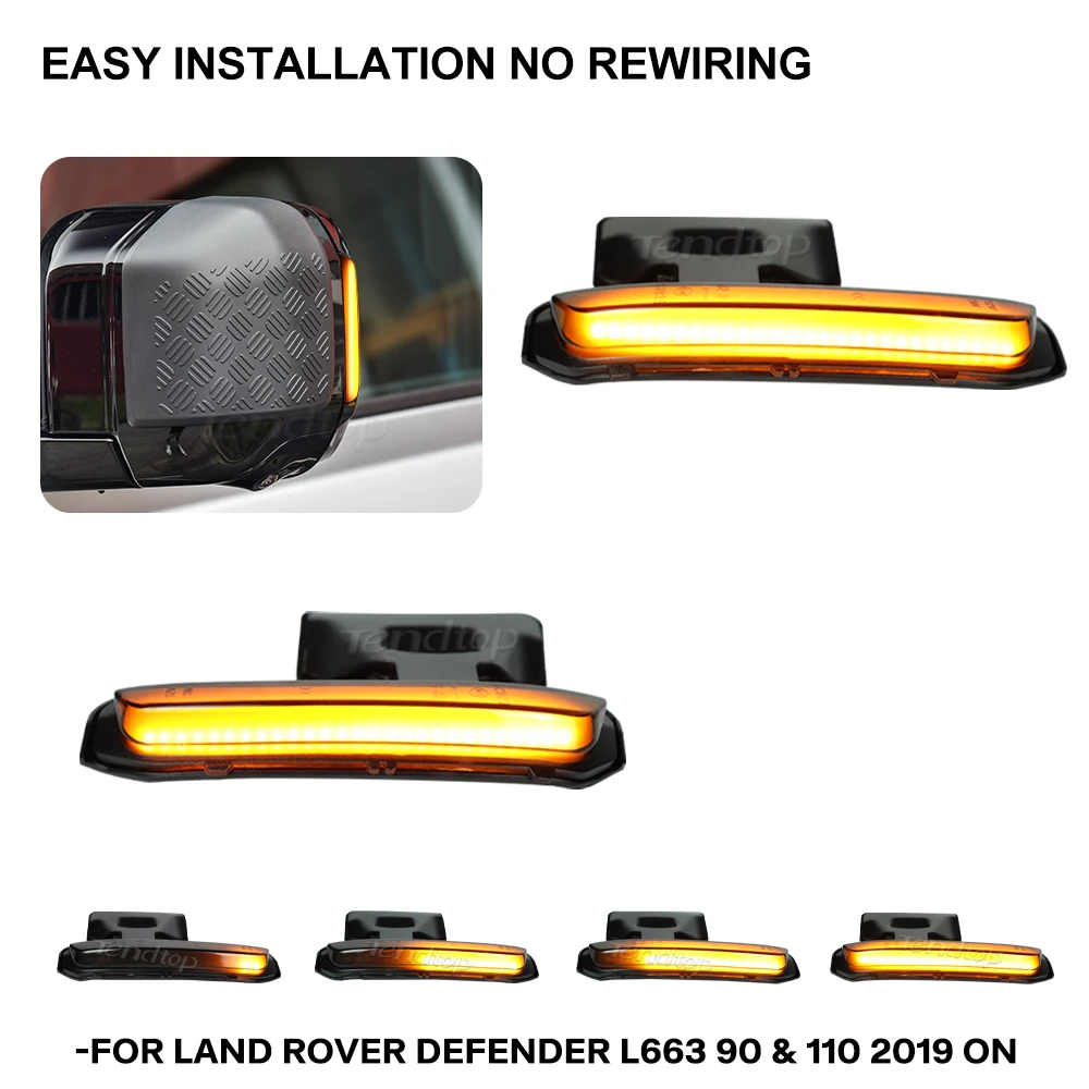 Smoked Lens LED Dynamic Turn Signal Light Side Mirror Blinker For Land Rover Defender 2020 2021 2022 2023  Sequential Light