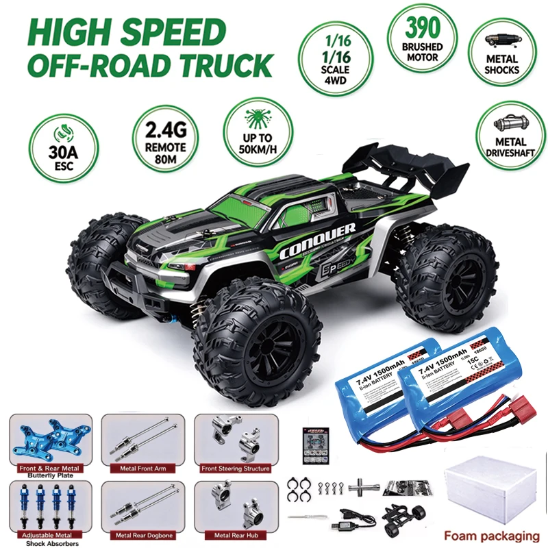 Scy Metal Upgrade 50KM/H 16101 16102 RC Car With 2.4G Radio Remote Control Cars Off-Road Control Trucks Boys Toy for Children