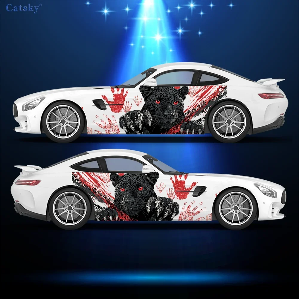 Animal Panther with Sharp Claws Car Vinyl Wraps Decal Self-adhesive PVC Sticker Suitable for Trucks SUV Decor Auto Accessories