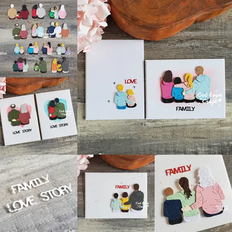 Catlove famille arrière ombre métal matrices de découpe Scrapbooking moule pochoir découpes carte faisant bricolage artisanat gaufrage nouvelles matrices pour
