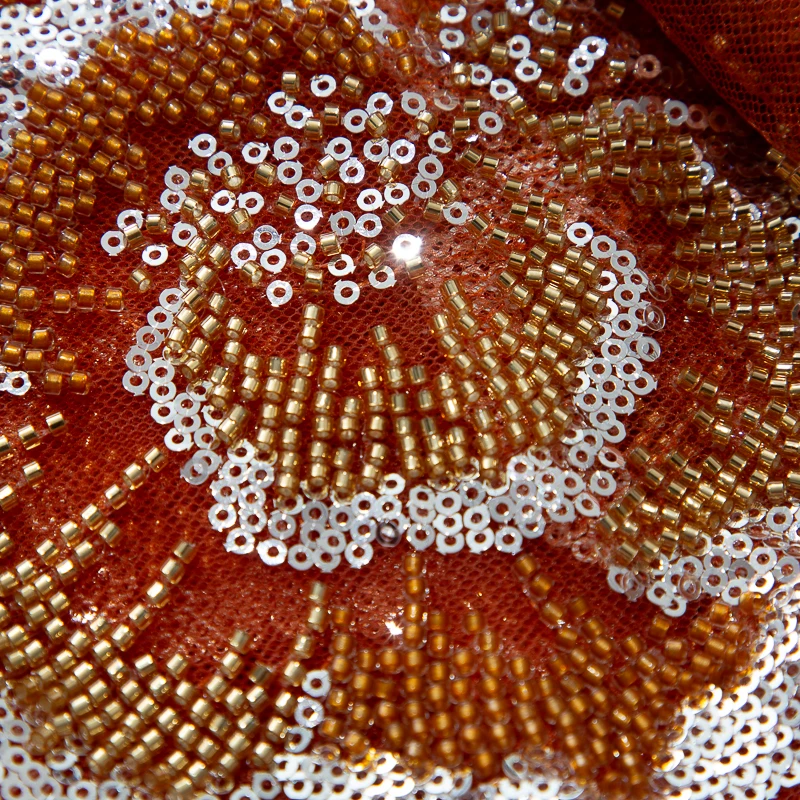 SJD LACE Nigerian Beads Mesh Lace Fabrics 2025 Luxury Floral African Sequins French Bead Net Lace for Sewing Women Dresses 4500